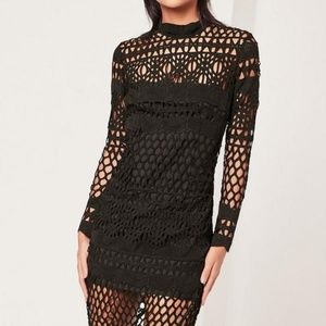 MISSGUIDED black lace high neck midi dress SIZE 2